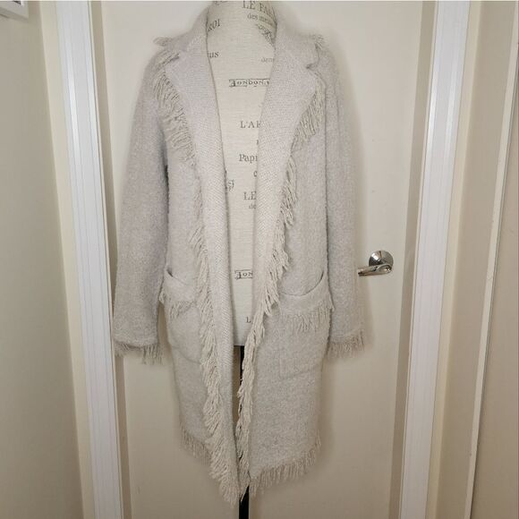 fringe knit blanket cardigan coat - Picture 5 of 11